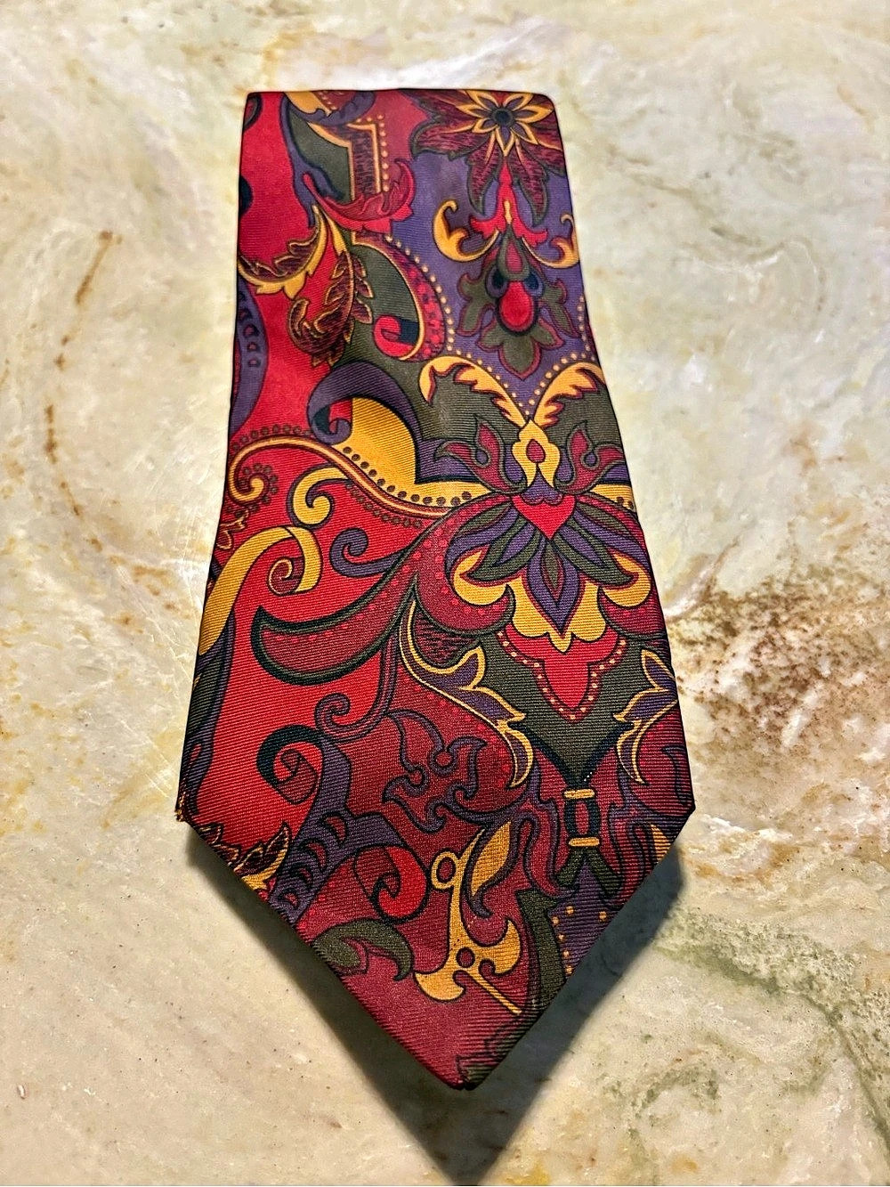 Christian Dior Men's Paisley Tie in Red & Purple